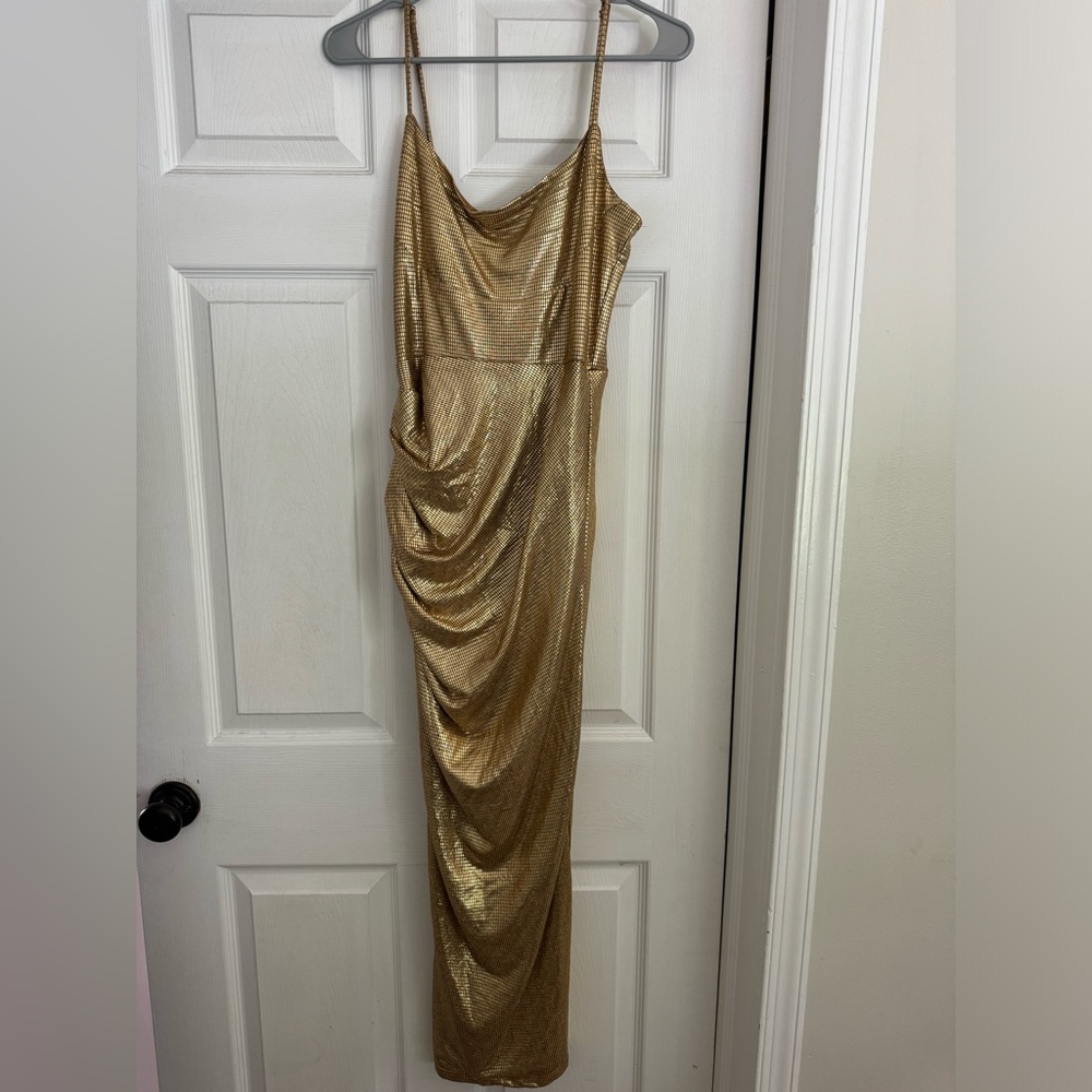 Jlux Label midi ruched side dress - gold